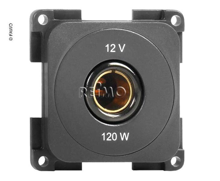 Standardní zásuvka 12V/120W/10A. Břidlicově šedá. Volně ložené (rozbalené)