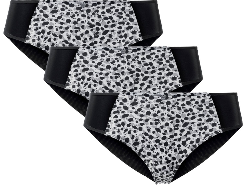 Esmara® Lingerie Dámské kalhotky, 3 kusy (celoplošný potisk / bílá / černá, M (40/42))