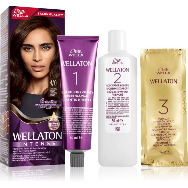 Wella Wellaton Intense permanentní barva na vlasy s arganovým olejem odstín 4/0 Medium Brown 1 ks