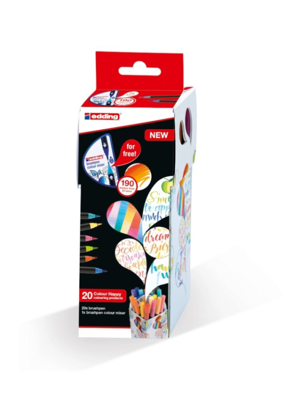 Štětcový popisovač EDDING 1340, 20+1, Colour Happy Set EDDING