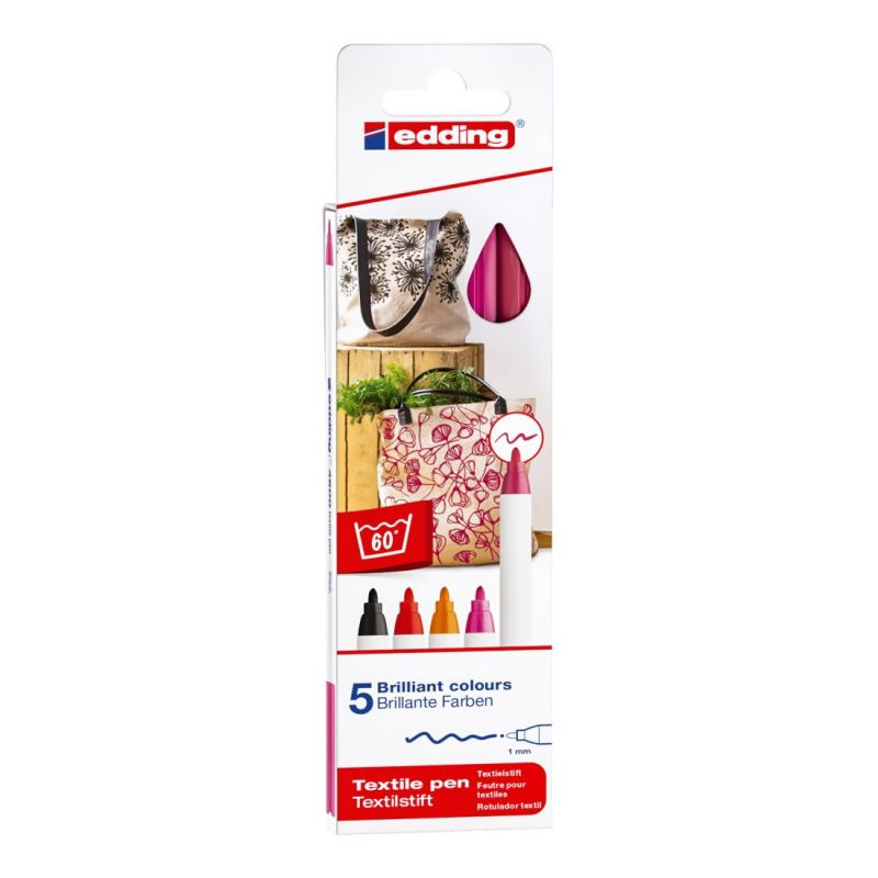 Popisovač Edding na textil 4600 červené odstíny, 5 barev EDDING