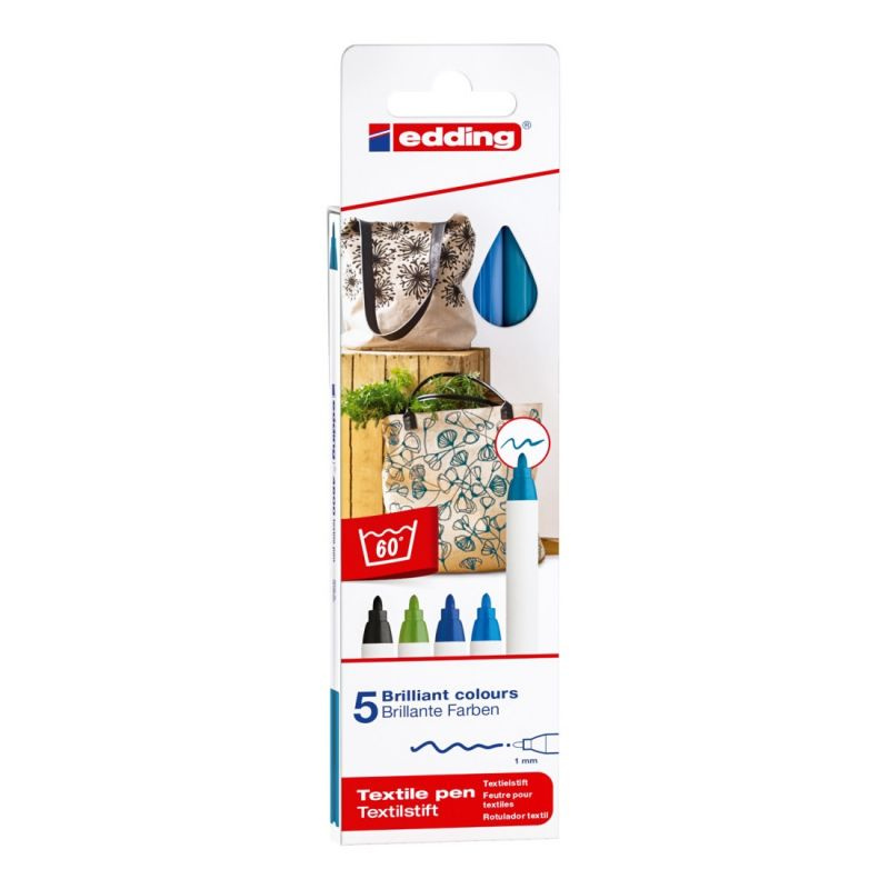 Popisovač Edding na textil 4600 modré odstíny, 5 barev EDDING