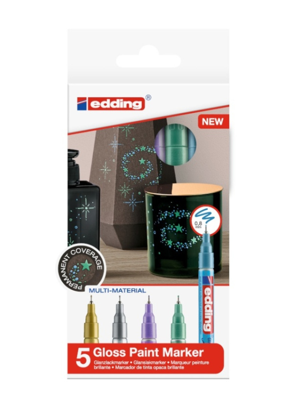 Lakový popisovač EDDING 780, sada 5ks, metal EDDING