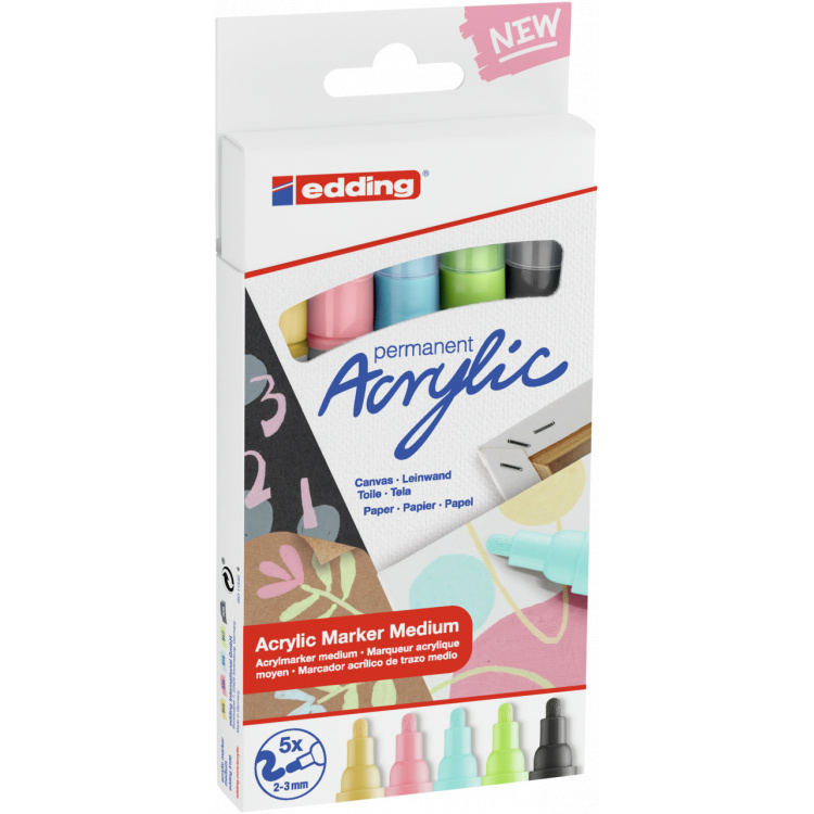 Edding Popisovač permanentní akrylový e-5100/5 M, sada Pastel