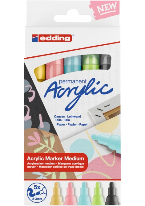 Edding Popisovač permanentní akrylový e-5100/5 M, sada Pastel
