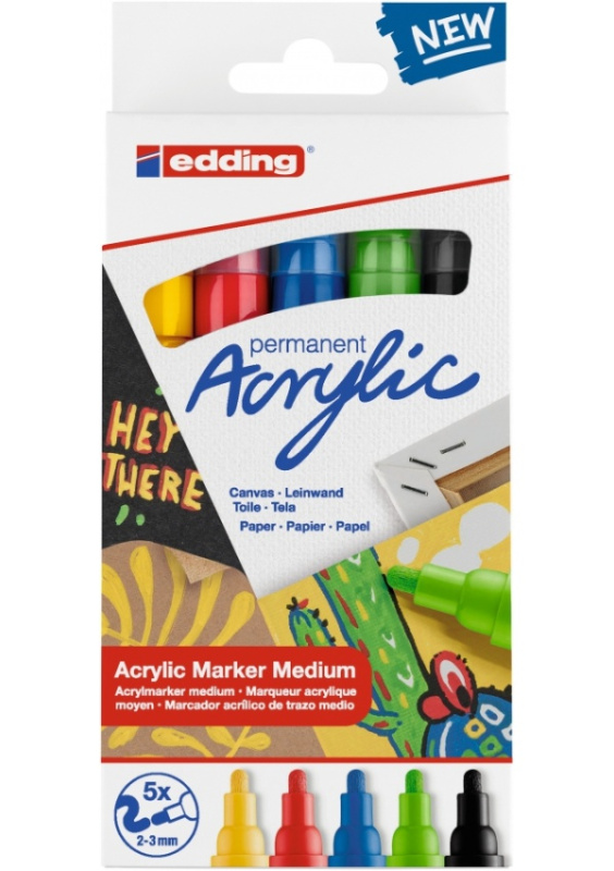 Edding Popisovač permanentní akrylový e-5100/5 M, sada Basic