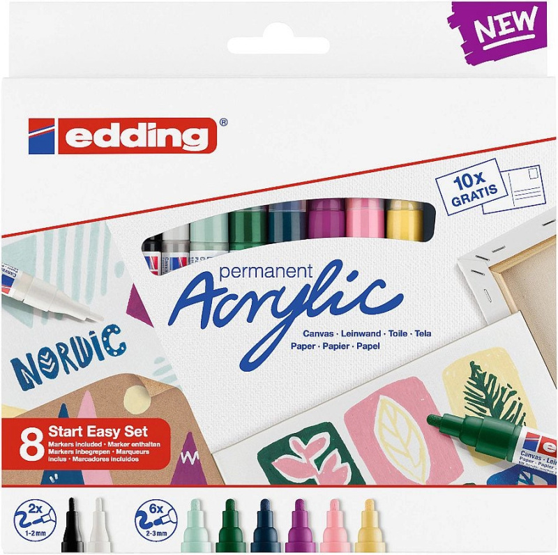 Edding Akrylový popisovač Nordic Easy Start, sada 8 ks VOLF kancelářské potřeby spol. s r.o.