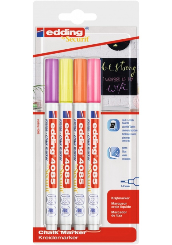 Křídový popisovač EDDING 4085, Neon, sada 4ks EDDING