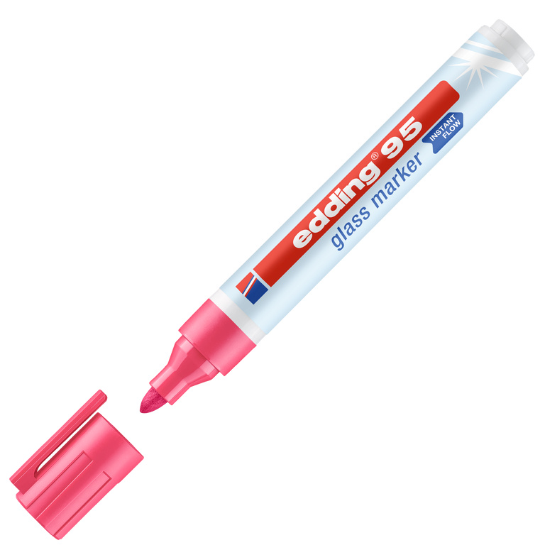 Edding 95 Popisovač na skleněné tabule - růžový
