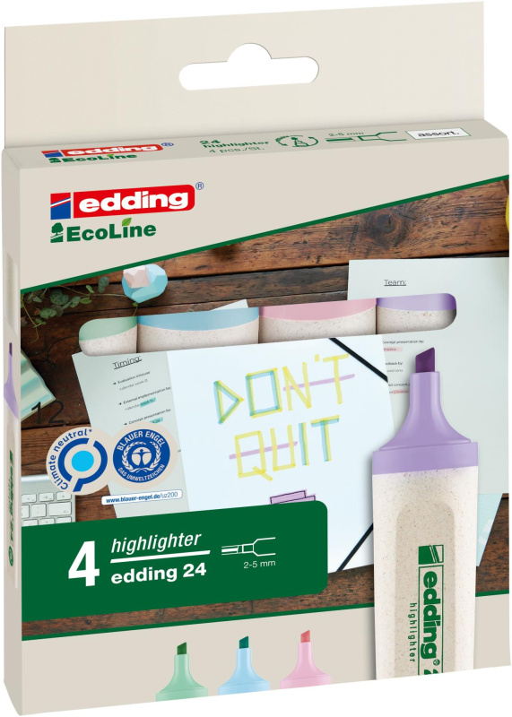 Zvýrazňovač Edding Ecoline 24 - sada 4 pastelových barev
