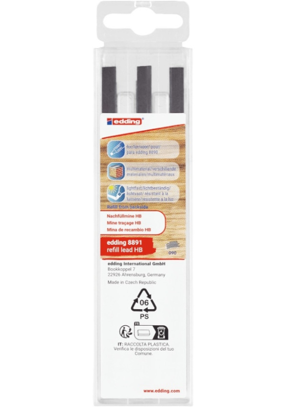 Náhradní tuhy EDDING 8891 HB, do tesařské tužky 8890, 6 ks EDDING