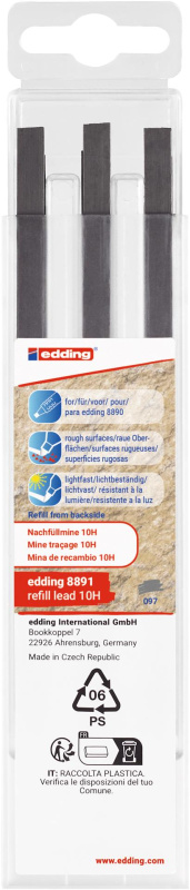 Náhradní tuhy EDDING 8891 10H, do tesařské tužky 8890, 6 ks EDDING