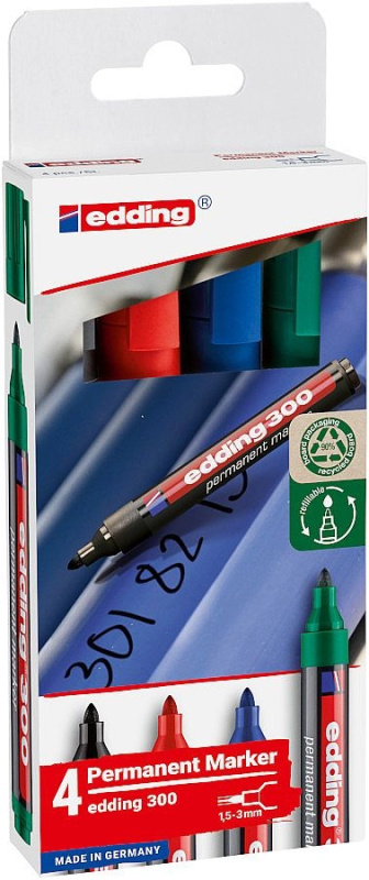 Popisovač permanentní Edding 300 - sada 4 barev