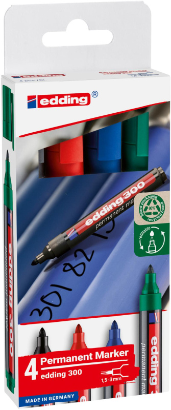 Popisovač permanentní Edding 300 - sada 4 barev