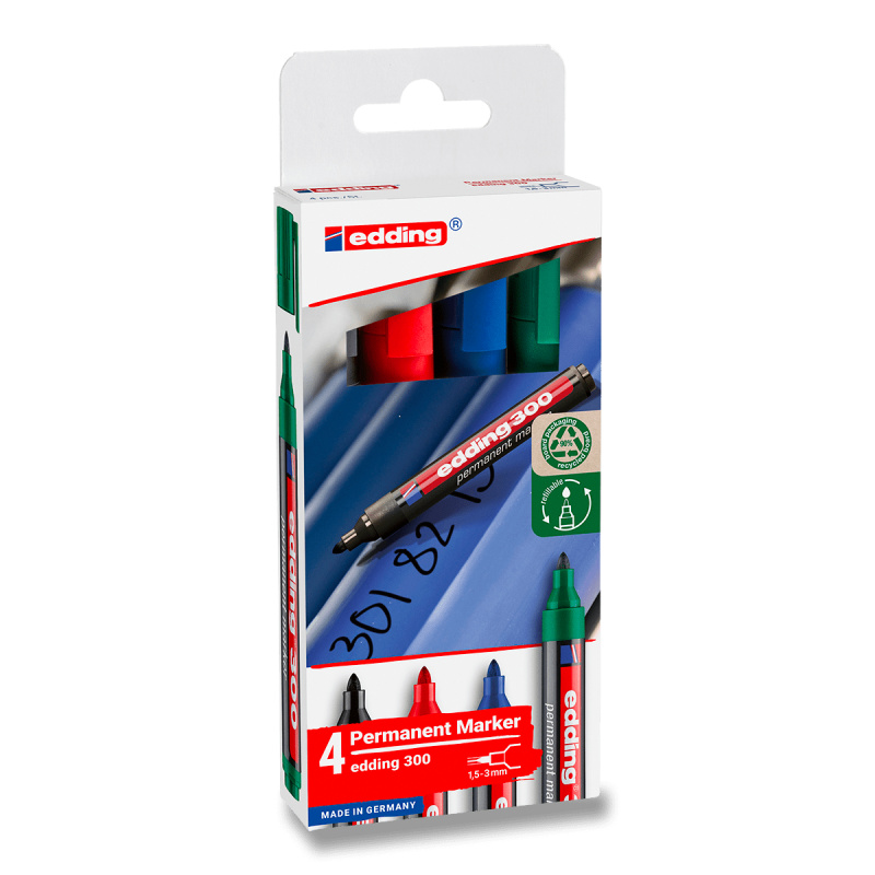 Popisovač permanentní Edding 300 - sada 4 barev