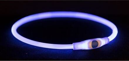 TRIXIE Flash light ring USB, blikací obojek, L-XL: 65 cm/ ø 8 mm, modrá