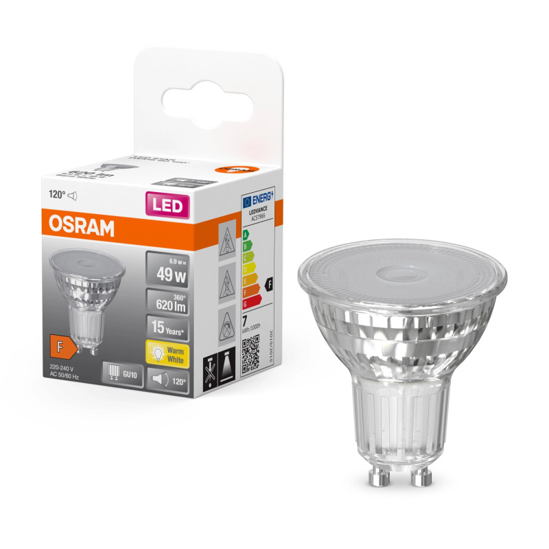 OSRAM LED reflektorová žárovka Star PAR16, GU10, 6,9 W, 620 lm, 2700 K, čirá