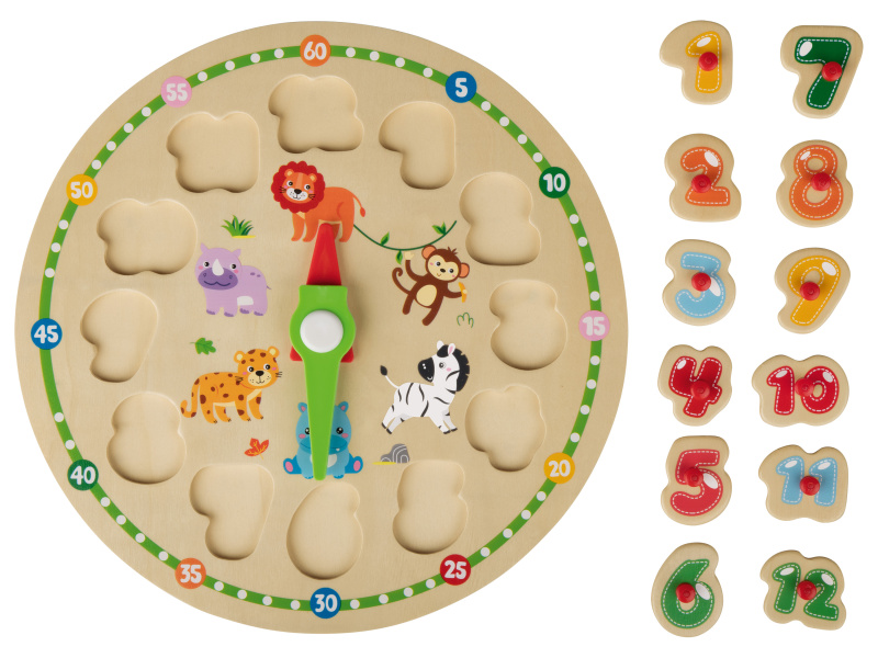 Playtive Dřevěná hra (puzzle s hodinami)