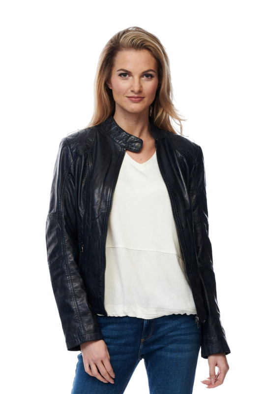 Dámská kožená bunda  MADDOX Jecki modrá - 40