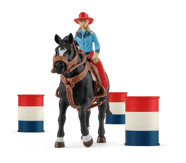 Sada figurek Farm World Cowgirl a Race Around the Barrel