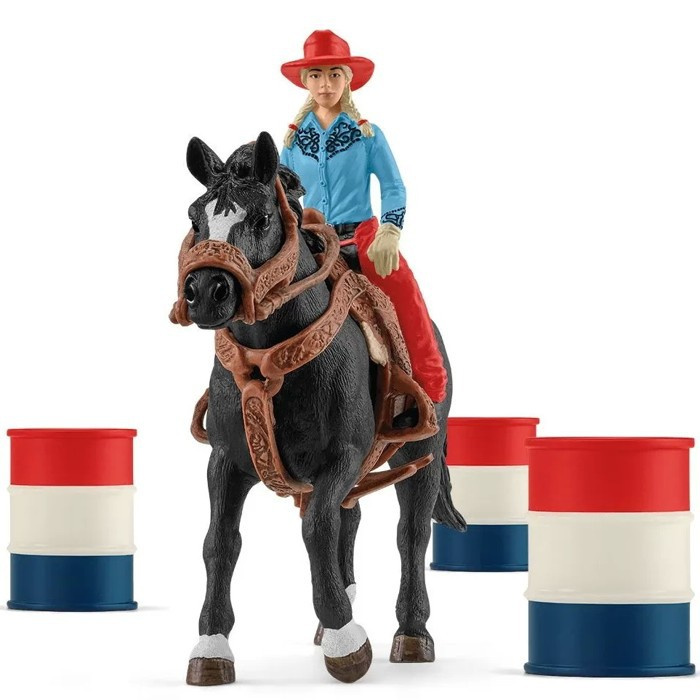 Sada figurek Farm World Cowgirl a Race Around the Barrel
