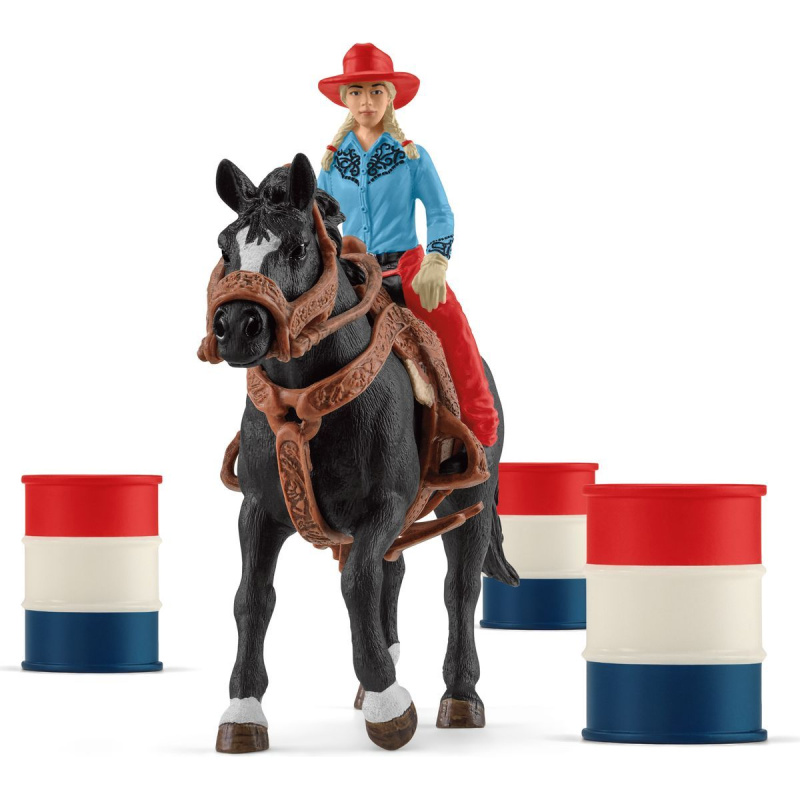 Sada figurek Farm World Cowgirl a Race Around the Barrel