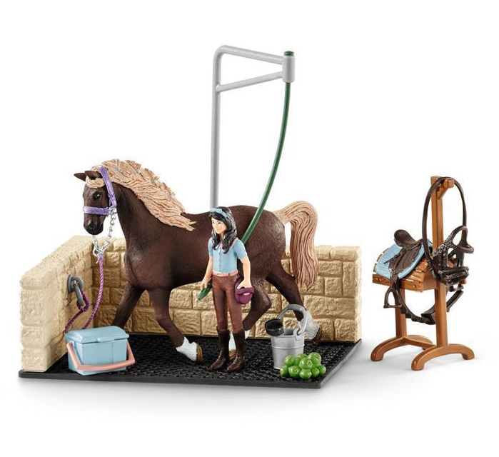 Schleich - Jezdecký klub, Mycí box s Emily a Lunou