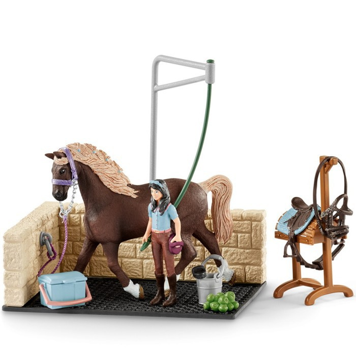 Schleich - Jezdecký klub, Mycí box s Emily a Lunou