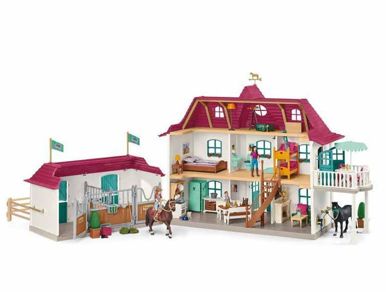 Schleich 42551 Velký dům se stájí, příslušenstvím a kloubovými figurkami