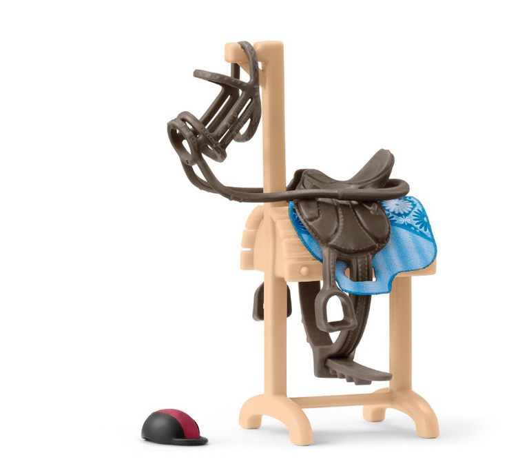 Schleich - Koňský postroj, Sedlo s uzdou a stojanem