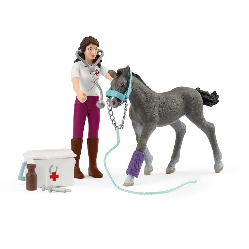 Schleich - Jezdecký klub, Hrací sada Péče o koně s trakénským hříbětem