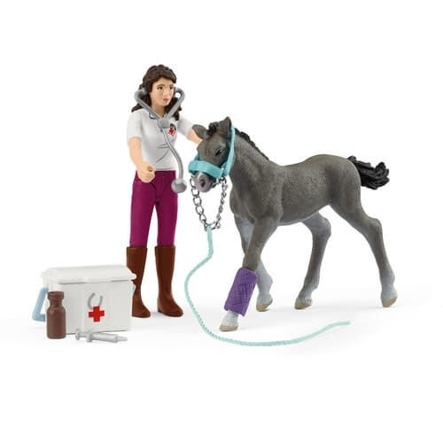 Schleich - Jezdecký klub, Hrací sada Péče o koně s trakénským hříbětem