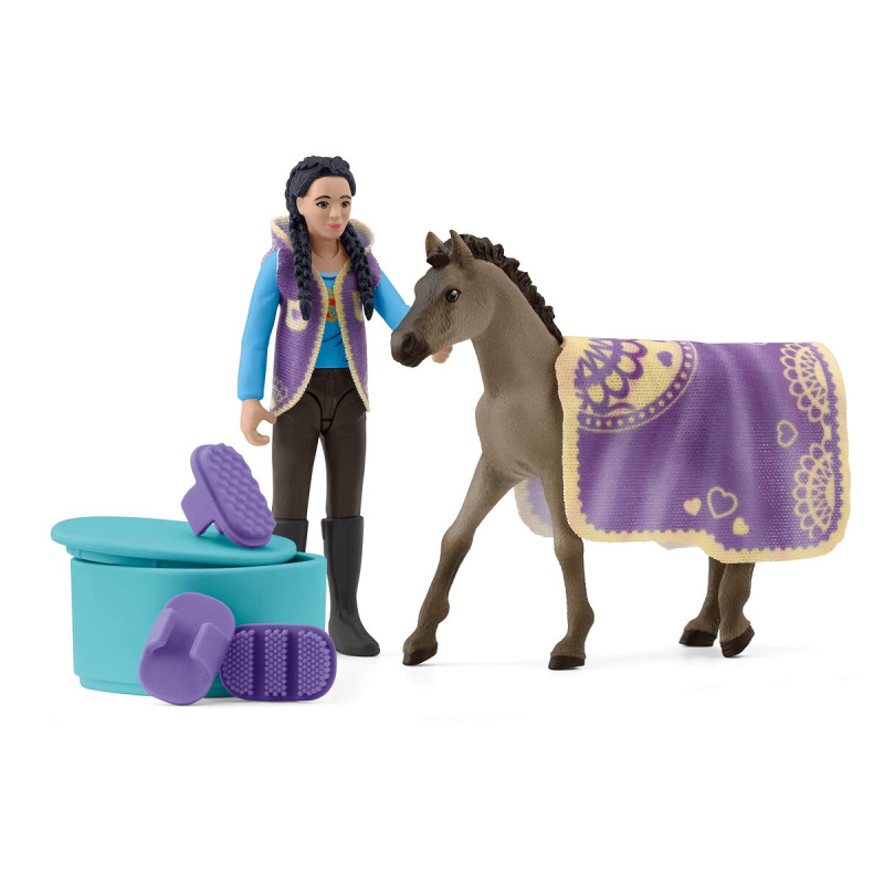 Schleich - Jezdecký klub, Hrací sada Zkrášlovací pro koně Criollo Definitivo s Kim