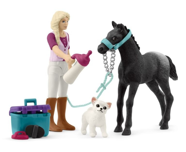 Schleich - Jezdecký klub, Hrací sada Péče o koně s hříbětem Appaloosa