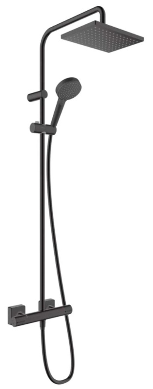 Hansgrohe Vernis Shape sprchový systém na stěnu s termostatickou baterií černý mat 26 097 670