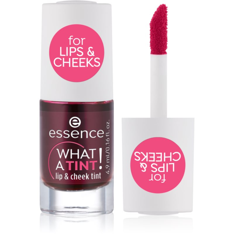 essence WHAT A TINT! tekutá tvářenka a lesk na rty odstín 01 Kiss From A Rose 4.9 ml