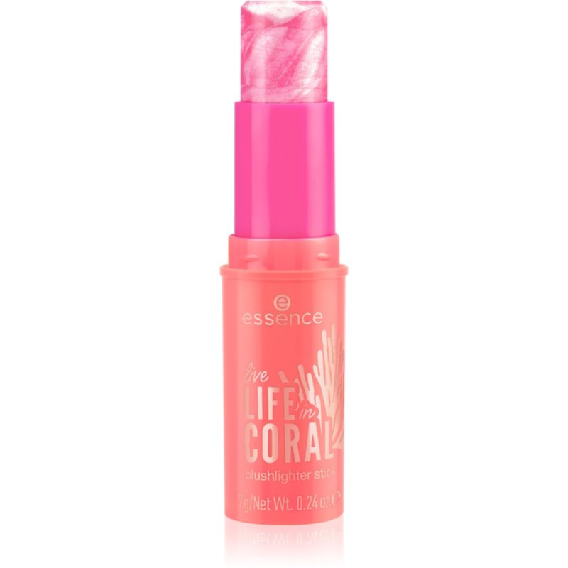 essence LIFE in CORAL rozjasňující tvářenka v tyčince odstín 01 Glowin' Coraltastic, Baby! 7 g