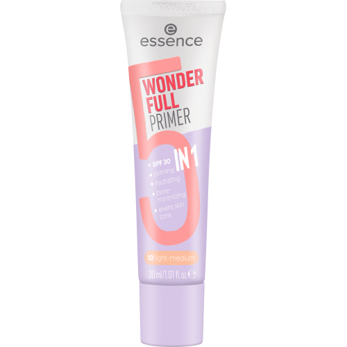 essence WONDER FULL tónovací podkladová báze pod make-up 5 v 1 odstín 10 Light Medium 30 ml
