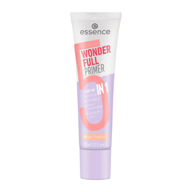 essence WONDER FULL tónovací podkladová báze pod make-up 5 v 1 odstín 10 Light Medium 30 ml