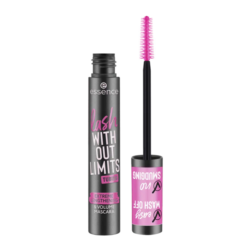 essence lash WITHOUT LIMITS TUBING objemová a prodlužující řasenka odstín 04 Black Tubing 13 ml
