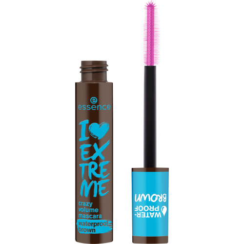 essence I LOVE EXTREME crazy volume voděodolná řasenka pro objem odstín 01 Cozy Brown 12 ml