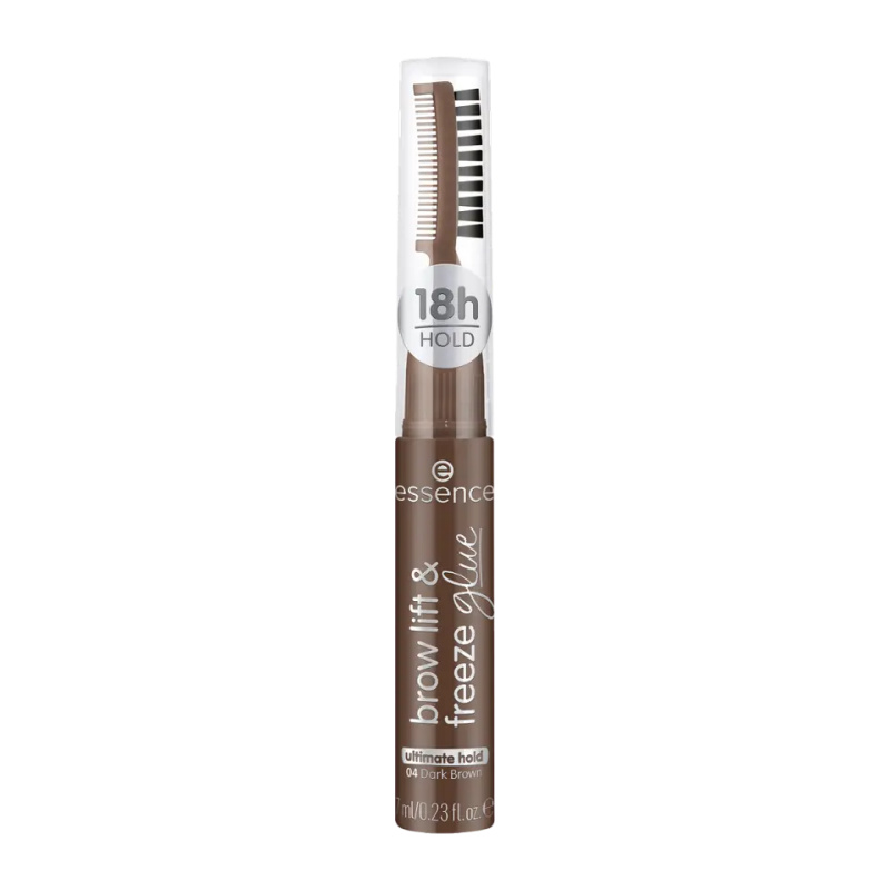 essence Brow Lift & Freeze transparentní gel na obočí odstín 04 Dark Brown 7 ml