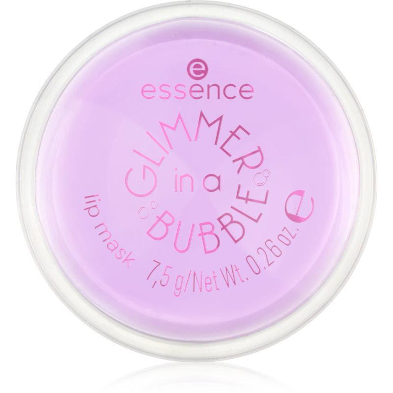 essence GLIMMER IN A BUBBLE hydratační maska na rty se třpytkami odstín 01 Kiss In A Bubble 7.5 g