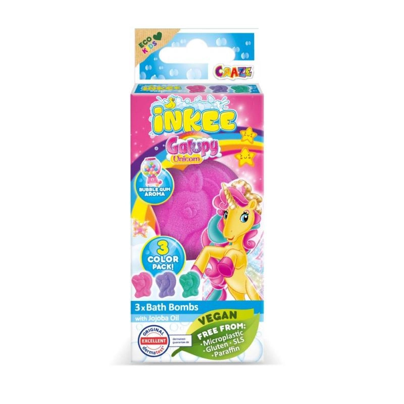 Craze INKEE Galupy Unicorn koupelová bomba pro děti 3x15 g