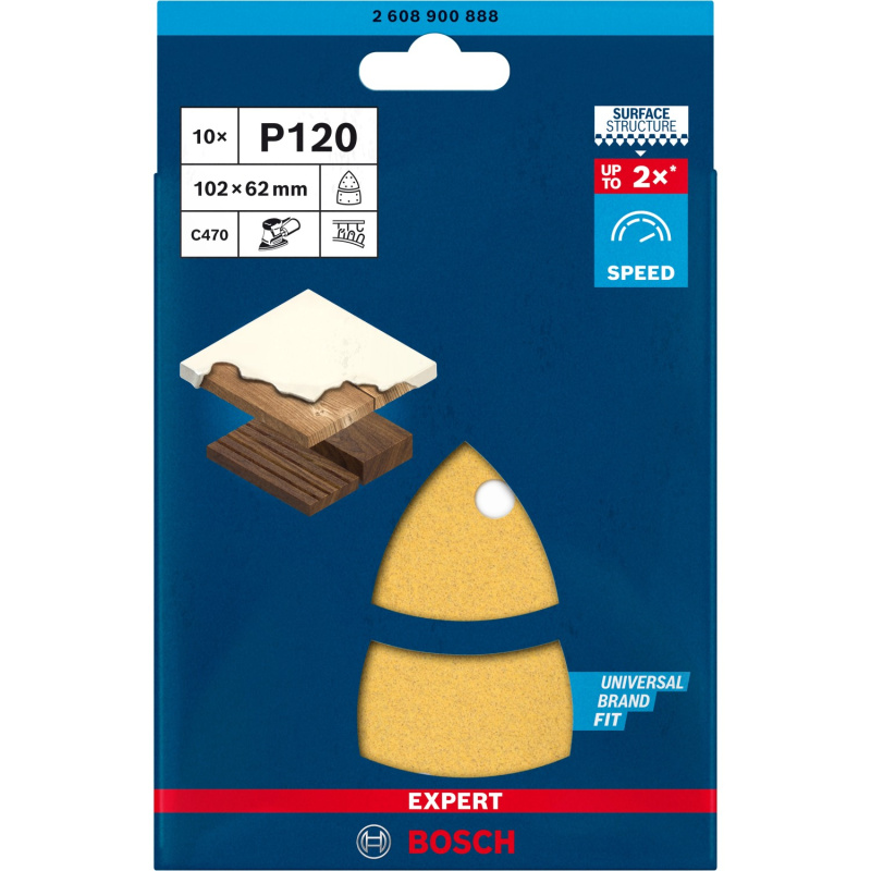 Bosch Brusný papír Expert C470 P120, 11 otvorů, 102 x 62 mm, 10 ks