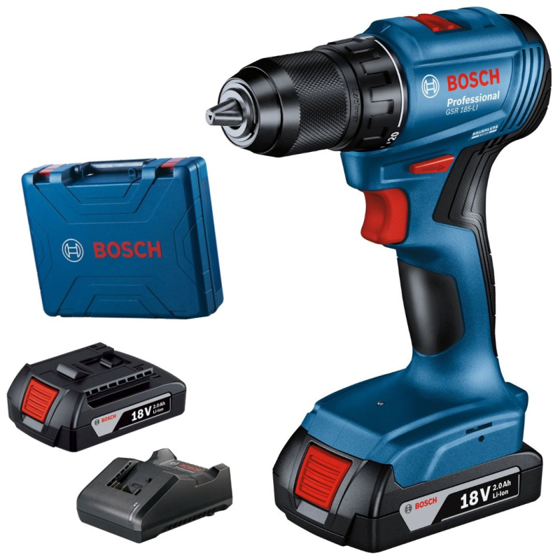 Šroubovák vrtací AKU Bosch GSR 185-LI (2× AKU)