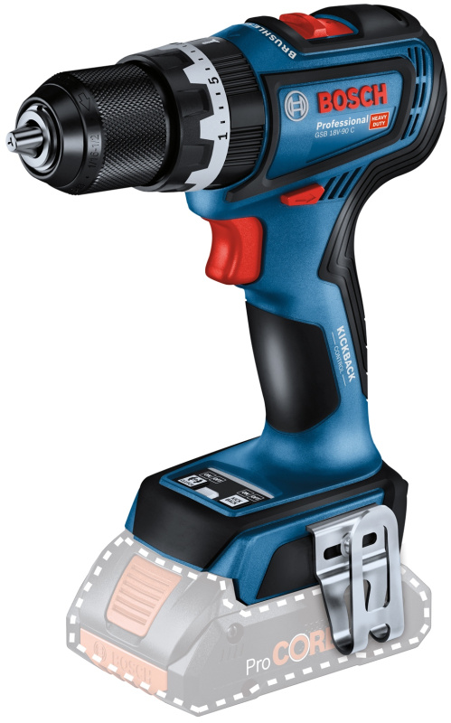 Šroubovák vrtací s příklepem AKU Bosch GSB 18V-90 C bez AKU