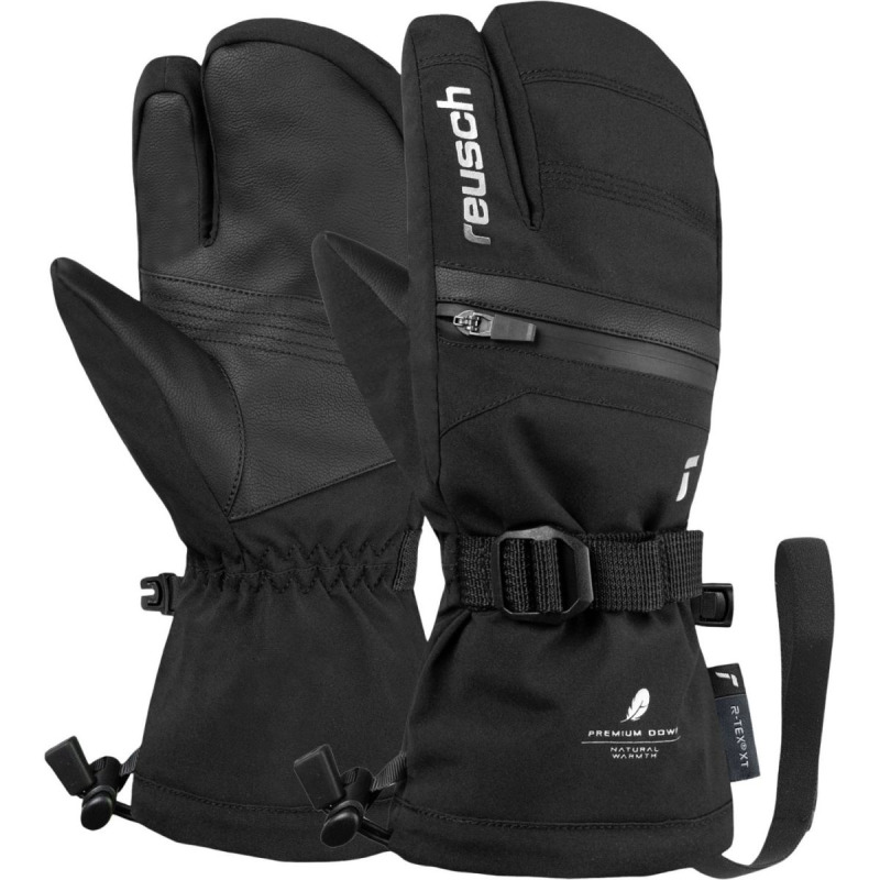 Reusch Lan R-Tex® XT, tříprsté lyžařské rukavice, junior, černá