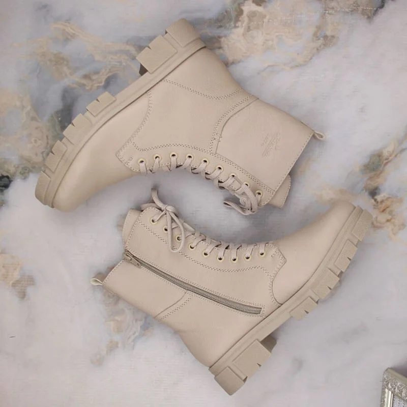Pohodlná zateplená kožená obuv Rieker W RKR613 beige 40