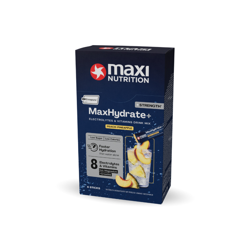 Hydratační prášek + Síla, s příchutí broskev-ananas 128 g (8 x 16 g)